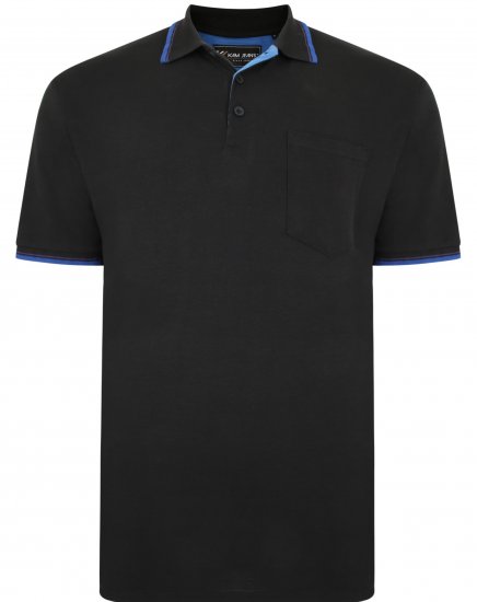 Kam Jeans 5400C Tipped Polo with Pocket Black - Polotrøjer - Polotrøjer 2XL-8XL