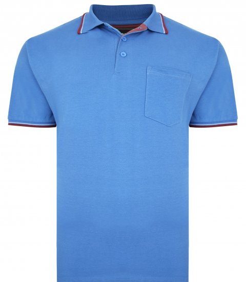 Kam Jeans 5400C Tipped Polo with Pocket Blue - Polotrøjer - Polotrøjer 2XL-8XL
