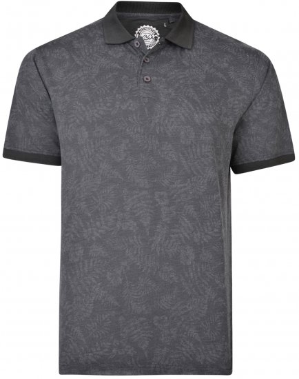 Kam Jeans 5418 Leaf print Polo Charcoal - Polotrøjer - Polotrøjer 2XL-8XL