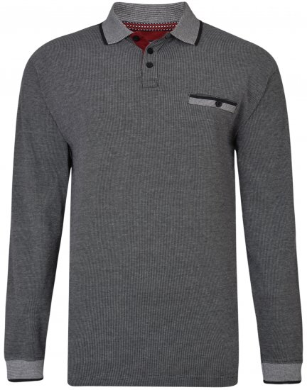 Kam Jeans 5429 Long Sleeve Polo Black - Polotrøjer - Polotrøjer 2XL-8XL