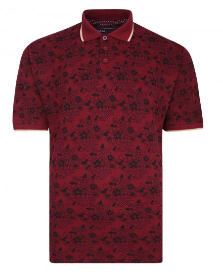 Kam Jeans Floral Print Polo Wine - Polotrøjer - Polotrøjer 2XL-8XL