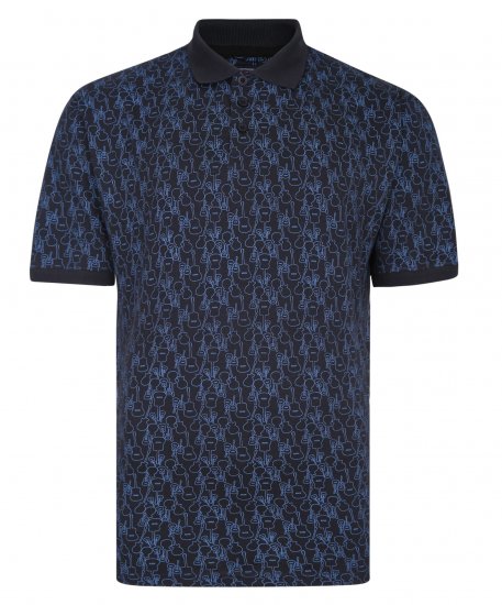 Kam Jeans Guitar Print Polo Midnight - Polotrøjer - Polotrøjer 2XL-8XL