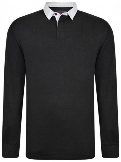 Kam Jeans 5443 LS Rugby Polo Black - Polotrøjer - Polotrøjer 2XL-8XL