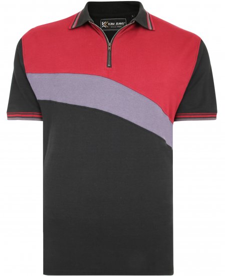 Kam Jeans 5448 Cut & Saw Polo with Zip Black - Polotrøjer - Polotrøjer 2XL-8XL