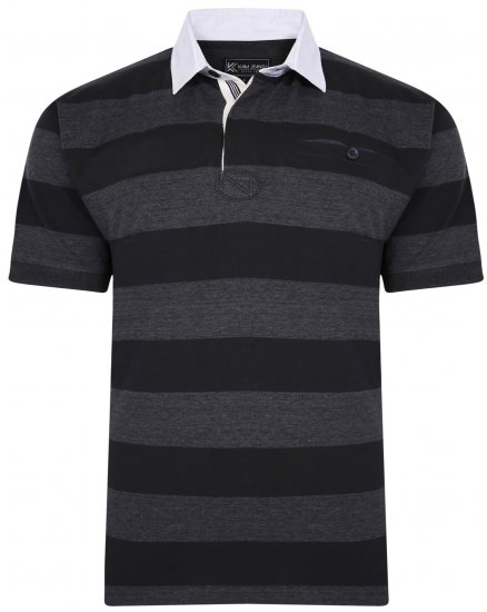 Kam Jeans 5454 Stripe Rugby Polo Black - Polotrøjer - Polotrøjer 2XL-8XL