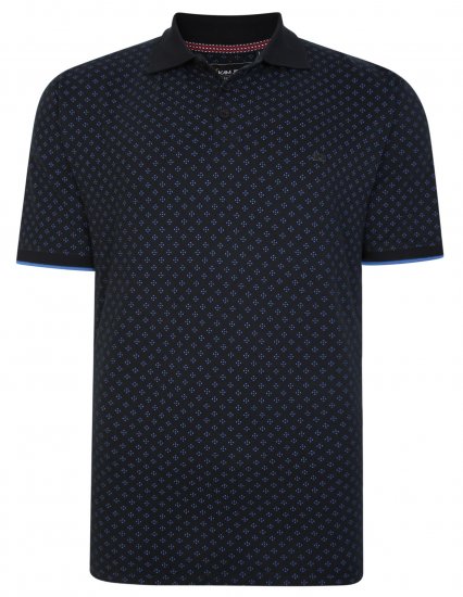 Kam Jeans 5455 Dobby Print Polo Black - Polotrøjer - Polotrøjer 2XL-8XL