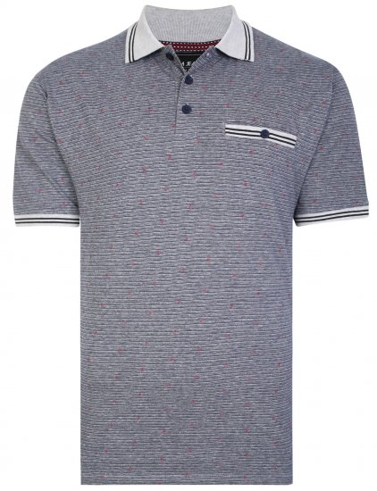 Kam Jeans 5456 Drop Needle Jersey Polo with Dobby Print Grey - Polotrøjer - Polotrøjer 2XL-8XL