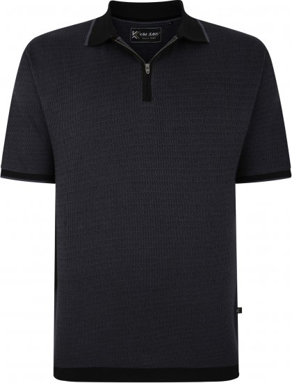Kam Jeans 5492 Jersey Weave Pattern 1/4 Zip Polo Black - Polotrøjer - Polotrøjer 2XL-8XL