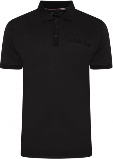 Kam Jeans 5498 Jersey Polo with Self Stripe Jacquard Collar/Cuffs Black - Polotrøjer - Polotrøjer 2XL-8XL