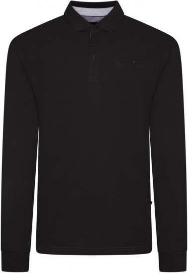 Kam Jeans 5508 LS Pique Polo with Jacquard Collar/Cuffs Black - Polotrøjer - Polotrøjer 2XL-8XL