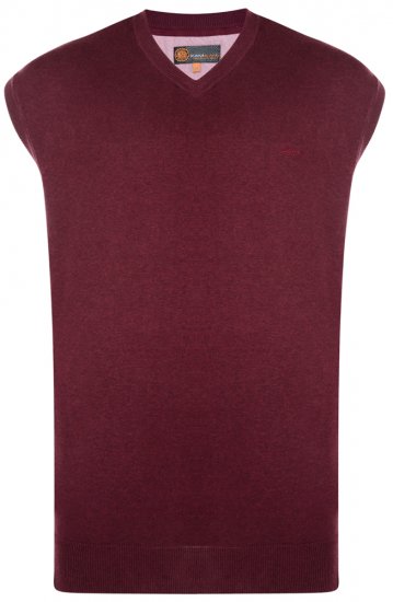 Kam Jeans V-hals Strikket Slipover Vinrød - Trøjer og hættetrøjer - Trøjer og Hættetrøjer i store størrelser - 2XL-14XL