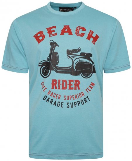 Kam Jeans 5701 Beach Rider Tee Aqua - T-shirts - T-shirts i store størrelser - 2XL-14XL