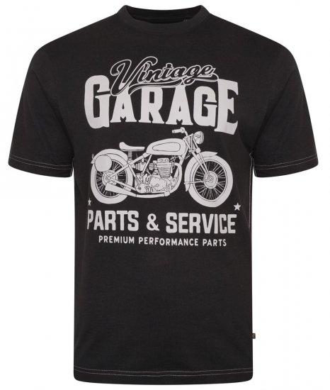 Kam Jeans 5702 Vintage Print T-Shirt Black - T-shirts - T-shirts i store størrelser - 2XL-14XL