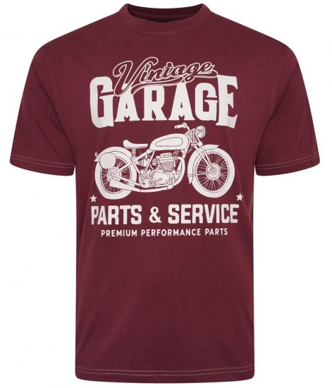 Kam Jeans 5702 Vintage Print T-Shirt Plum - T-shirts - T-shirts i store størrelser - 2XL-14XL