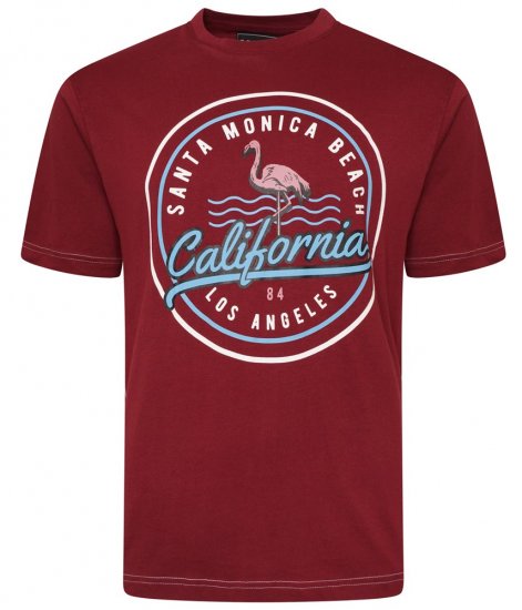 Kam Jeans 5707 Santa Monica Tee Burgundy - T-shirts - T-shirts i store størrelser - 2XL-14XL