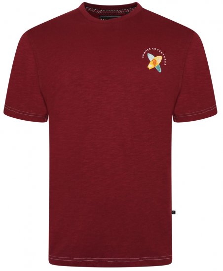 Kam Jeans 5709 Summer Adventure Print Tee Burgundy - T-shirts - T-shirts i store størrelser - 2XL-14XL