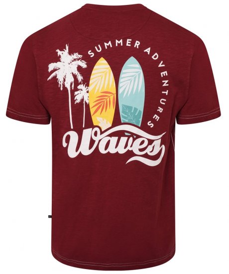 Kam Jeans 5709 Summer Adventure Print Tee Burgundy - T-shirts - T-shirts i store størrelser - 2XL-14XL