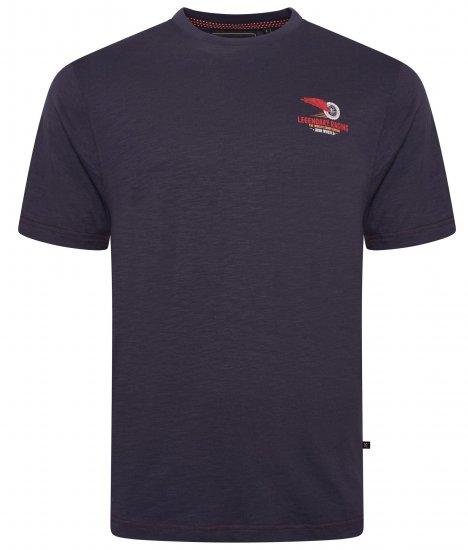 Kam Jeans 5710 Legendary Racing Slub Tee With Back Print Navy - T-shirts - T-shirts i store størrelser - 2XL-14XL