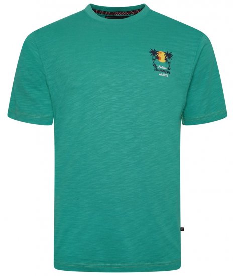 Kam Jeans 5711 Endless Summers Slub Tee With Back Print Emerald - T-shirts - T-shirts i store størrelser - 2XL-14XL