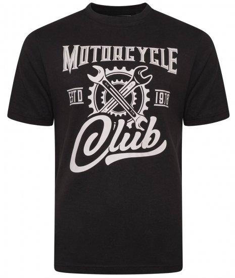Kam Jeans 5712 Twin Pack Motorcycle/Cycle Print Tee Black and Navy - T-shirts - T-shirts i store størrelser - 2XL-14XL
