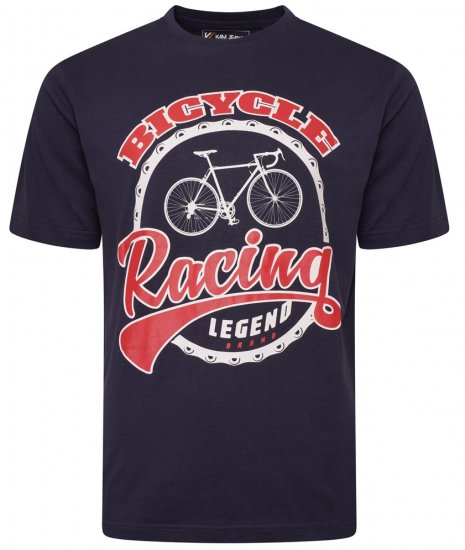 Kam Jeans 5712 Twin Pack Motorcycle/Cycle Print Tee Black and Navy - T-shirts - T-shirts i store størrelser - 2XL-14XL