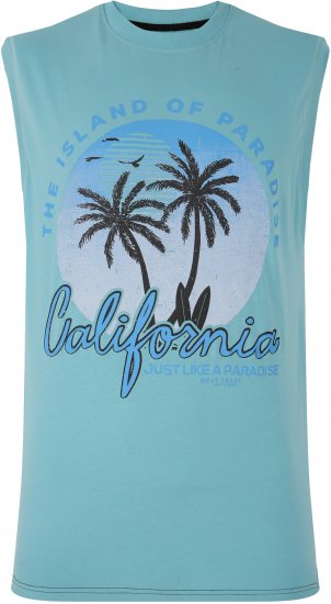 Kam Jeans 5727 California Paradise Sleeveless T-Shirt Light Blue - T-shirts - T-shirts i store størrelser - 2XL-14XL