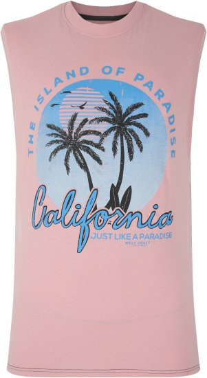 Kam Jeans 5727 California Paradise Sleeveless T-Shirt Pink - T-shirts - T-shirts i store størrelser - 2XL-14XL