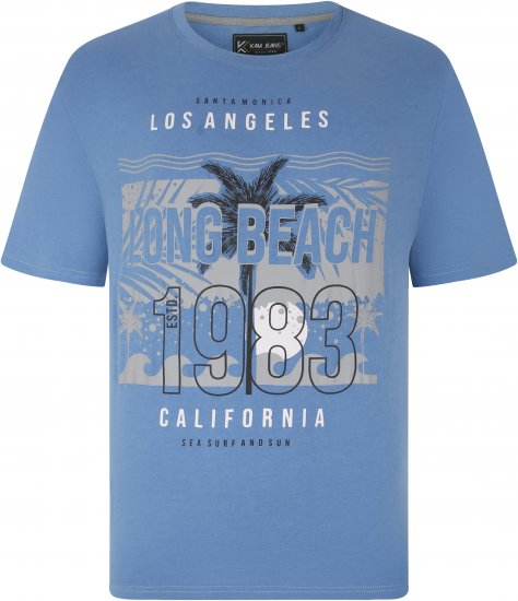Kam Jeans 5729 Long Beach Print T-Shirt Blue Marl - T-shirts - T-shirts i store størrelser - 2XL-14XL