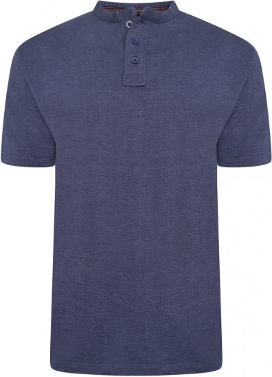 Kam Jeans 5744 Textured Jersey Grandad Top Indigo - Polotrøjer - Polotrøjer 2XL-8XL