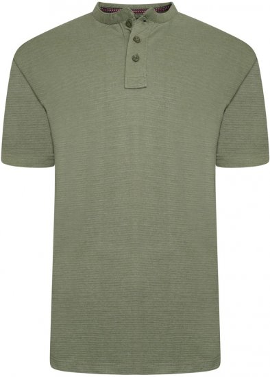 Kam Jeans 5744 Textured Jersey Grandad Top Khaki - Polotrøjer - Polotrøjer 2XL-8XL