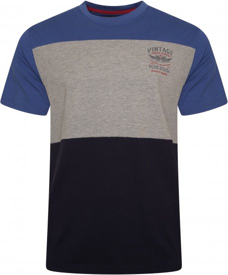 Kam Jeans 5746 Cut & Sew T-Shirt with Print Blue - T-shirts - T-shirts i store størrelser - 2XL-14XL