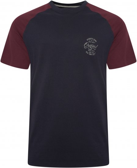 Kam Jeans 5747 Raglan T-Shirt with Print Navy - T-shirts - T-shirts i store størrelser - 2XL-14XL
