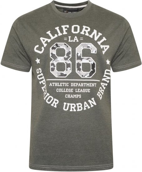 Kam Jeans 5748 California Camo 86 Print T-Shirt Khaki Marl - T-shirts - T-shirts i store størrelser - 2XL-14XL