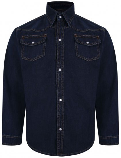 Kam Jeans 602 Denim Shirt Indigo - Skjorter - Skjorter til store mænd 2XL- 8XL