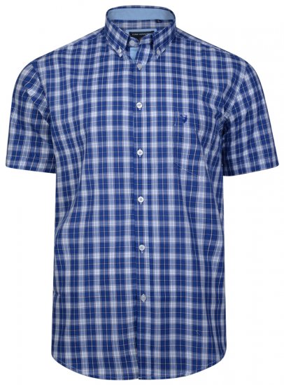 Kam Jeans 6155 Short Sleeve Check Shirt Blue - Skjorter - Skjorter til store mænd 2XL- 8XL