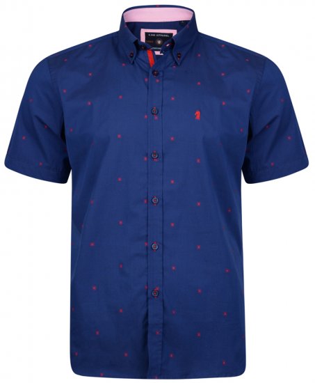 Kam Jeans 6160 Short Sleeve Dobby Print Shirt Twilight Blue - Skjorter - Skjorter til store mænd 2XL- 8XL