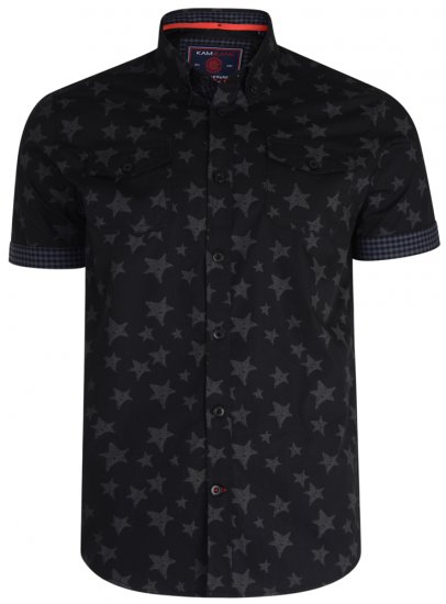 Kam Jeans 6171 Short Sleeve Shirt Charcoal - Skjorter - Skjorter til store mænd 2XL- 8XL