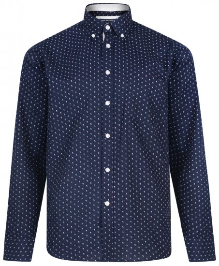 Kam Jeans 6176 Long Sleeve Shirt Navy - Skjorter - Skjorter til store mænd 2XL- 8XL