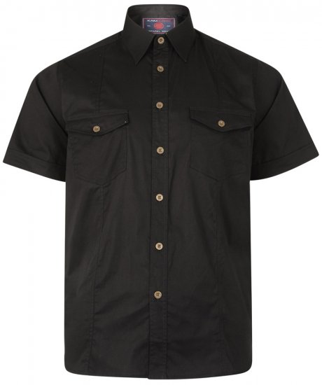 Kam Jeans 6180 Short Sleeve Shirt Black - DUPLICATE - Skjorter - Skjorter til store mænd 2XL- 8XL