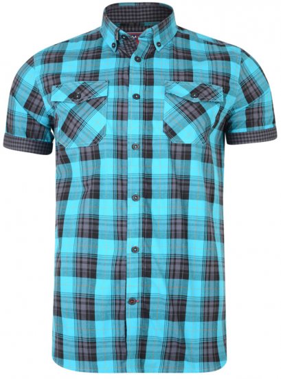 Kam Jeans 6184 Short Sleeve Shirt Teal - Skjorter - Skjorter til store mænd 2XL- 8XL