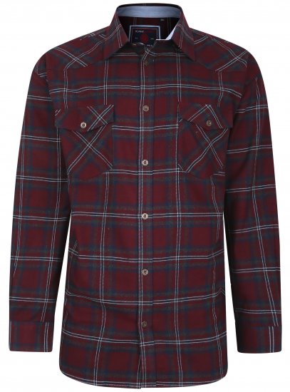Kam Jeans 6194 Long Sleeve Flannel Shirt Burgundy - Skjorter - Skjorter til store mænd 2XL- 8XL