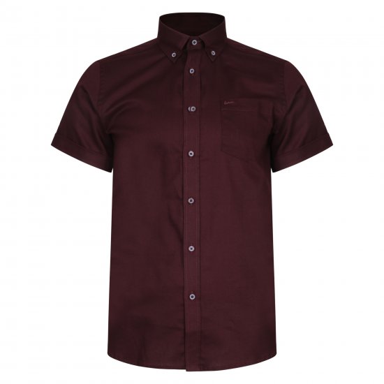 Kam Jeans 6204 Self Pattern Weave Shirt Burgundy - Skjorter - Skjorter til store mænd 2XL- 8XL