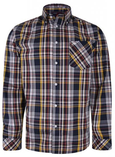 Kam Jeans 6208 LS Casual Check Shirt Navy - Skjorter - Skjorter til store mænd 2XL- 8XL
