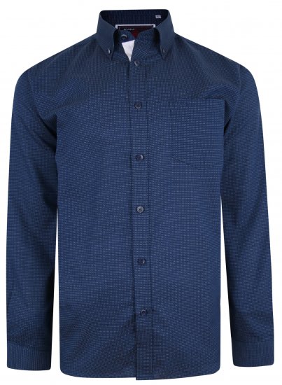 Kam Jeans 6210 LS Dobby Stitch Shirt Indigo - Skjorter - Skjorter til store mænd 2XL- 8XL