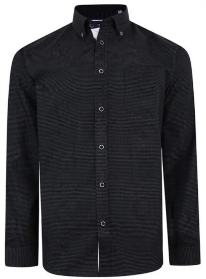 Kam Jeans 6210 LS Dobby Stitch Shirt Black - Skjorter - Skjorter til store mænd 2XL- 8XL