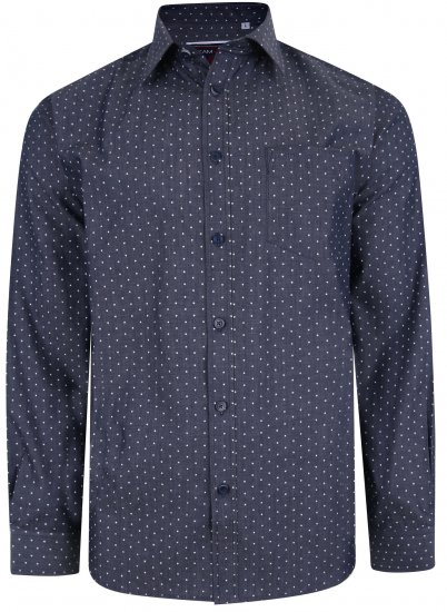 Kam Jeans KBS 6212 Star Print Chambray Shirt Indigo - Skjorter - Skjorter til store mænd 2XL- 8XL