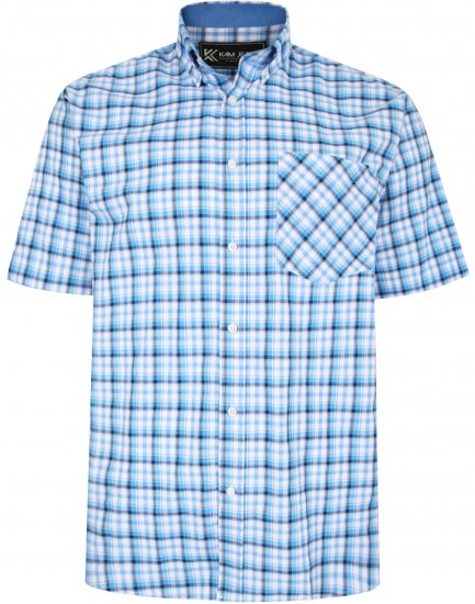 Kam Jeans 6214 Check Shirt Blue - Skjorter - Skjorter til store mænd 2XL- 8XL