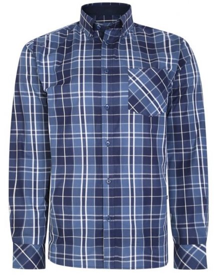 Kam Jeans 6221 Casual Checked Shirt Indigo - Skjorter - Skjorter til store mænd 2XL- 8XL