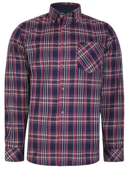 Kam Jeans 6221 Casual Checked Shirt Plum - Skjorter - Skjorter til store mænd 2XL- 8XL