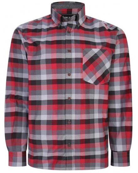 Kam Jeans 6222 Grazed Check Pattern Shirt Wine - Skjorter - Skjorter til store mænd 2XL- 8XL